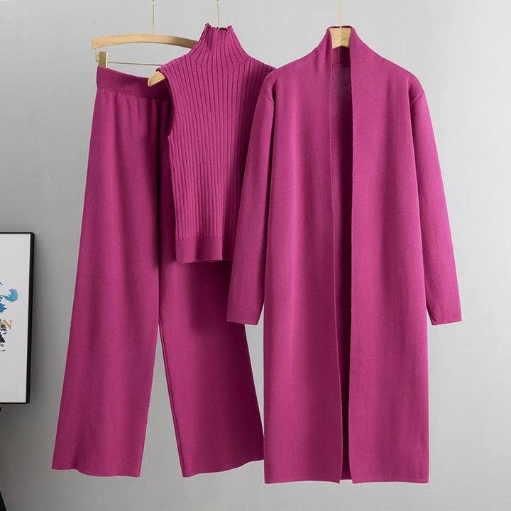 UZ Wholesale Store - Wholesale Top & Pant Set (NOT Loungewear) - Women's - Knitted Vest, Cardigan, And Pants Set