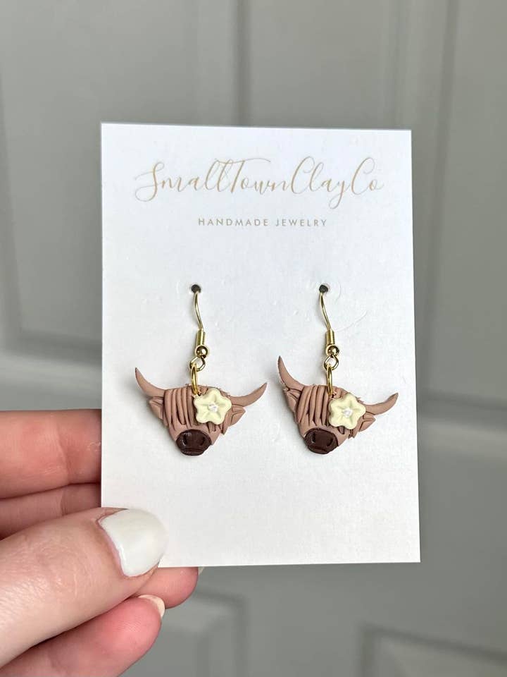 Highland cow dangle for wholesale by SmallTownClayCo