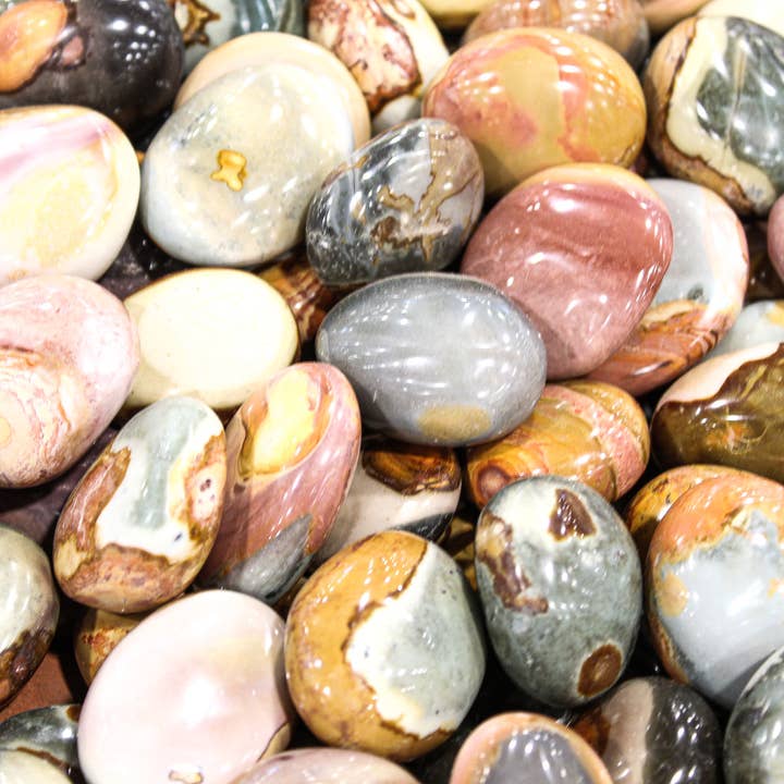 Quasar Gems USA - Wholesale Spiritual Stone/Crystal - Polychrome Jasper Gallets Palm Stone 1kg/2lbs4