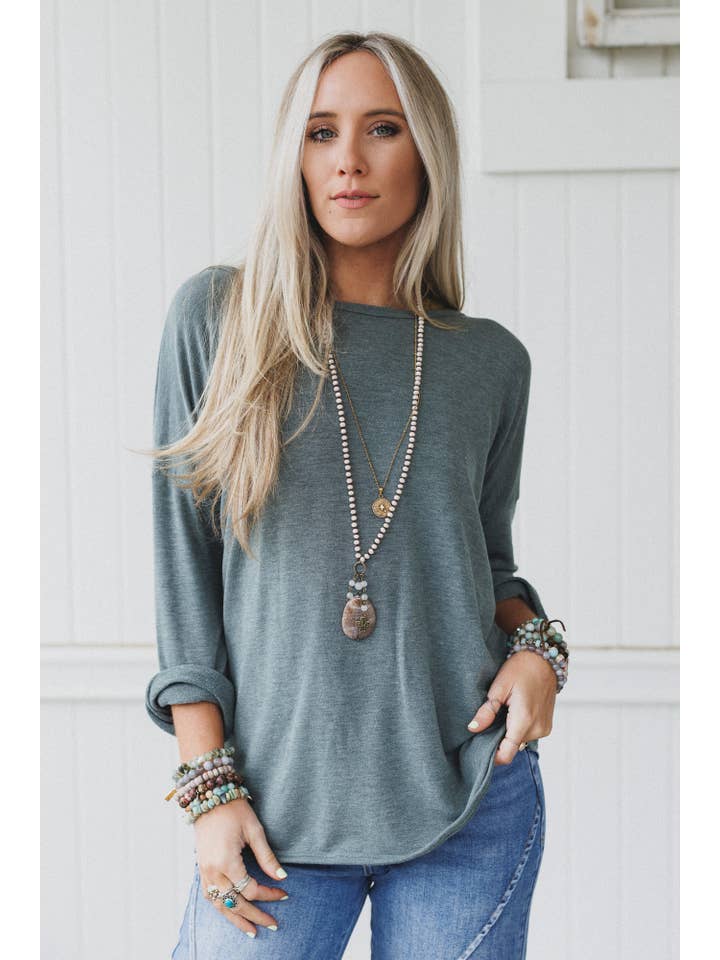 Three Bird Nest - Wholesale Blouse - Women's - Twisted Harmony Top - Olive
