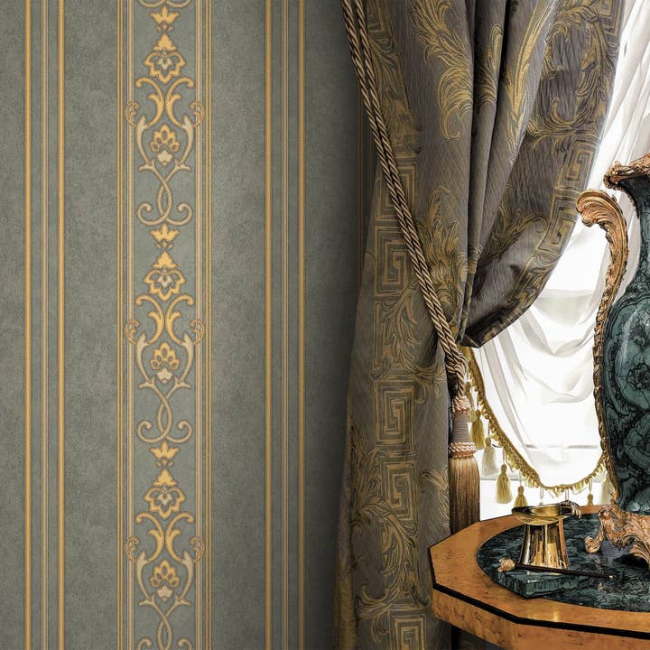 Luxury Deep Embossed Striped Wallpaper, Dark Washed Damask 3D Textured Wallcovering, Traditional, Large 114 sqft Roll, Living Room Wallpaper for wholesale by Walloro Luxury Embossed Wallpaper