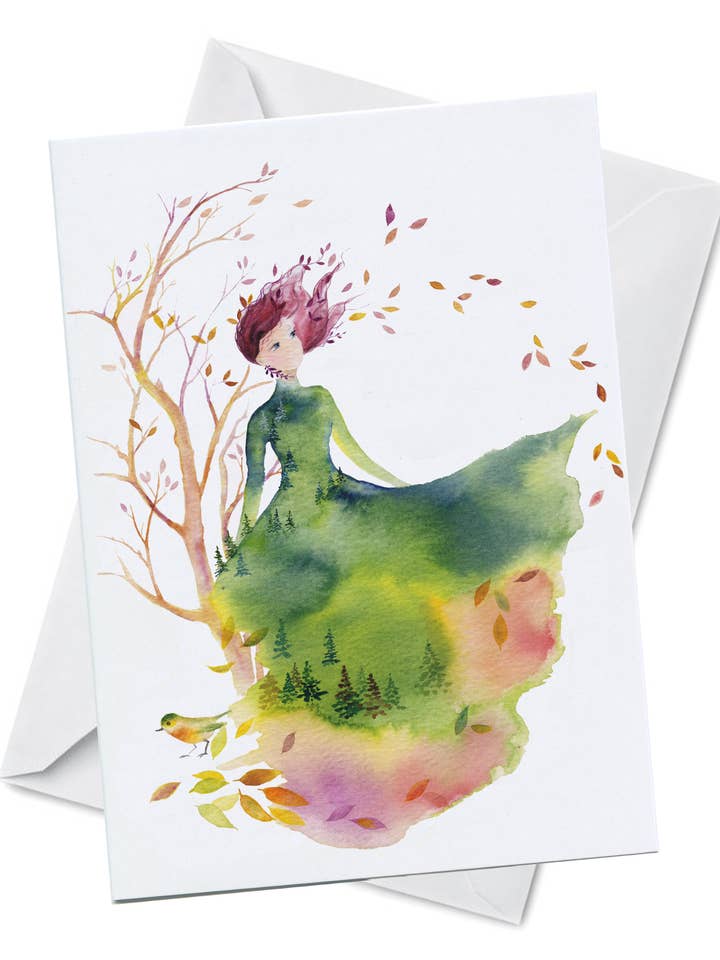 Carte de vœux - Feuilles tombées - Ambiance d'automne pour la vente par Oladesign