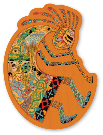 Morris Magnets - Vente Autocollant - Mini autocollant en bois - Earth Art Kokopelli0