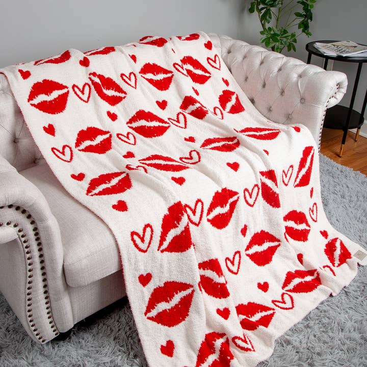Rode Lippen Patroon Print Gezellige Zachte Deken voor wholesale door Fashion City