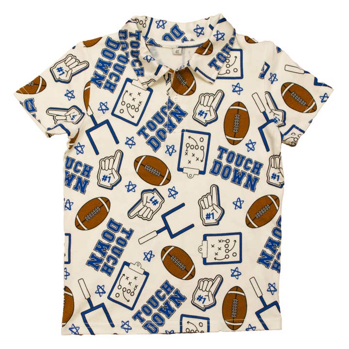 Royal Blue Touchdown Kid Polo for wholesale by Belle Cher