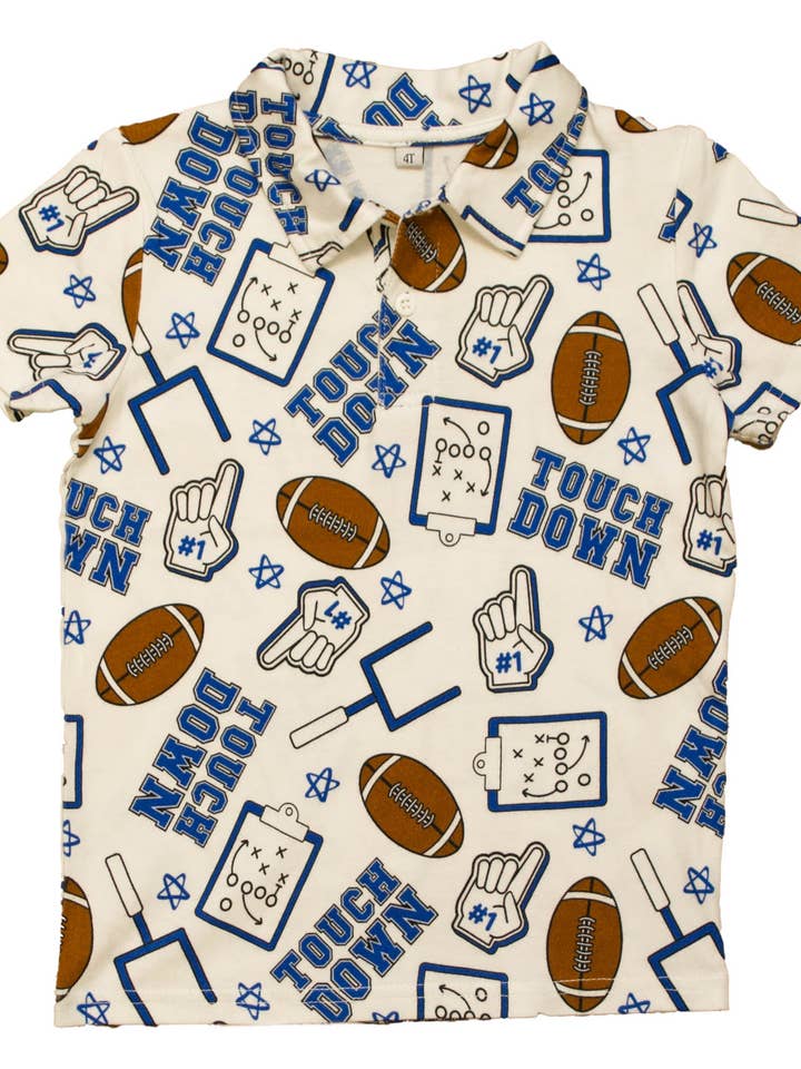 Polo Touchdown bleu royal pour enfant pour la vente par Belle Cher
