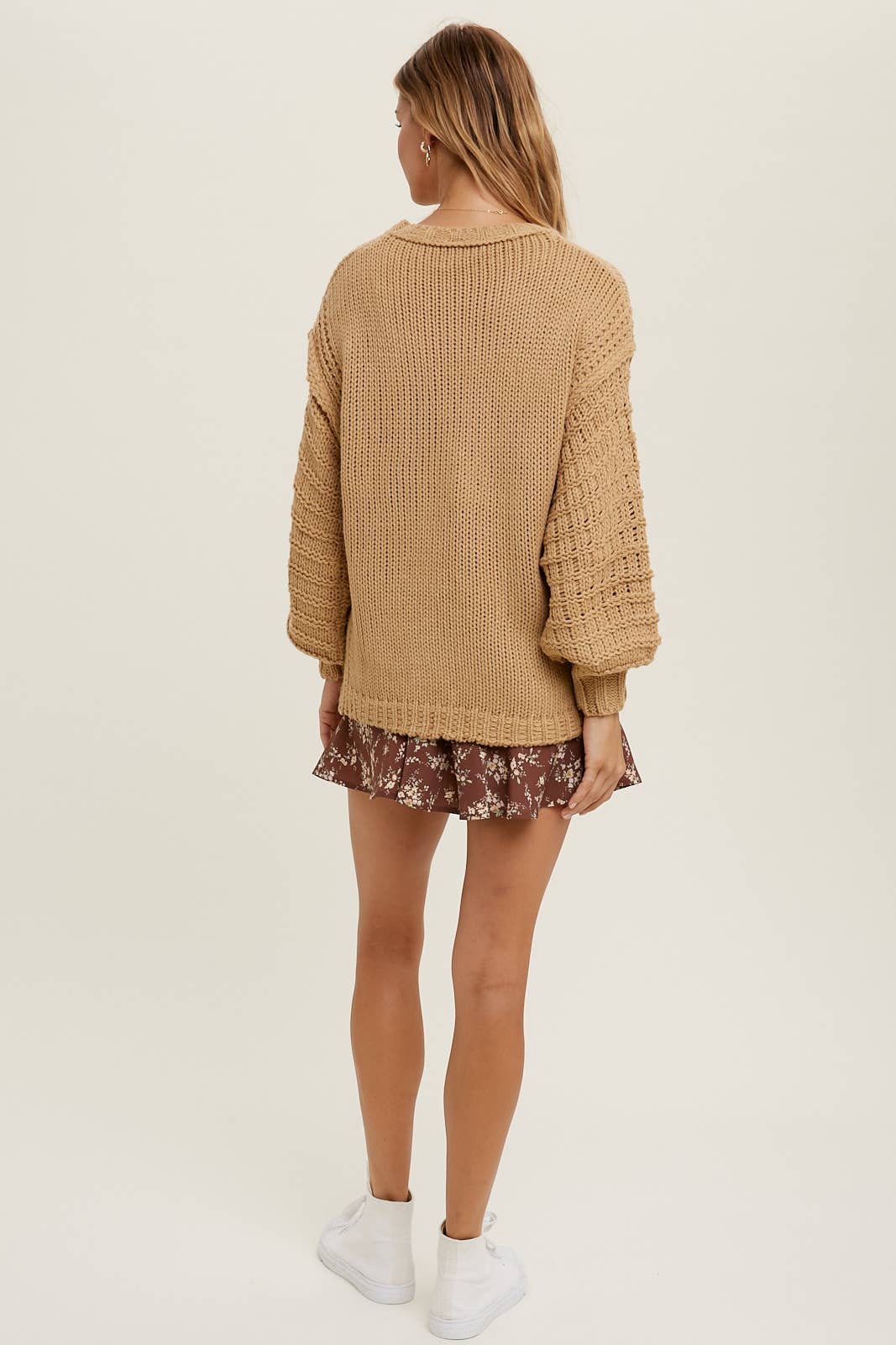 KAMEL STRUKTURERAD BALLONGÄRMAD TRÖJA/WL21-5665 för wholesale på Faire3