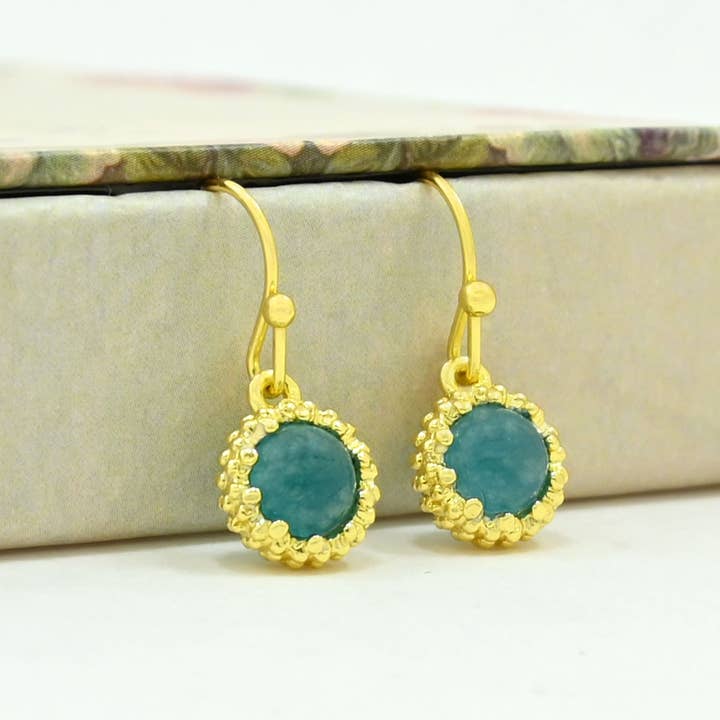 Schmuckoo Berlin - Wholesale Dangle Earrings - Dove Earring Gold Plated - Neon Blue Jade1