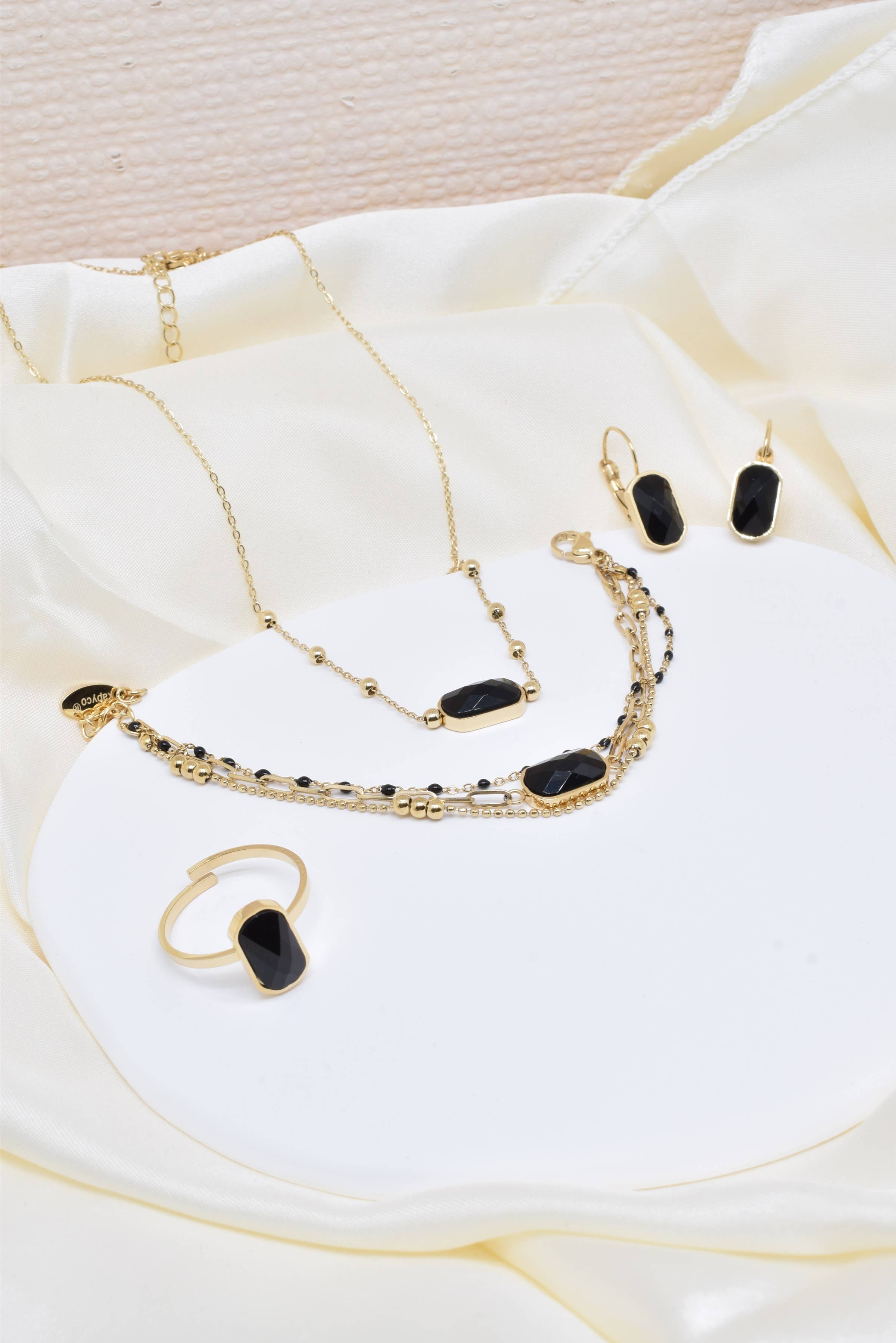 Kapyco - Wholesale Single Stone/Solitaire Ring - Adjustable steel ring with stone - BG210105OR5