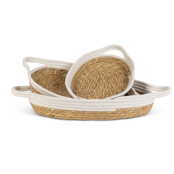 Gerson Giftable S/3 Cotton Rop Grass Baskets w/White Rim. UP for wholesale by The Gerson Companies