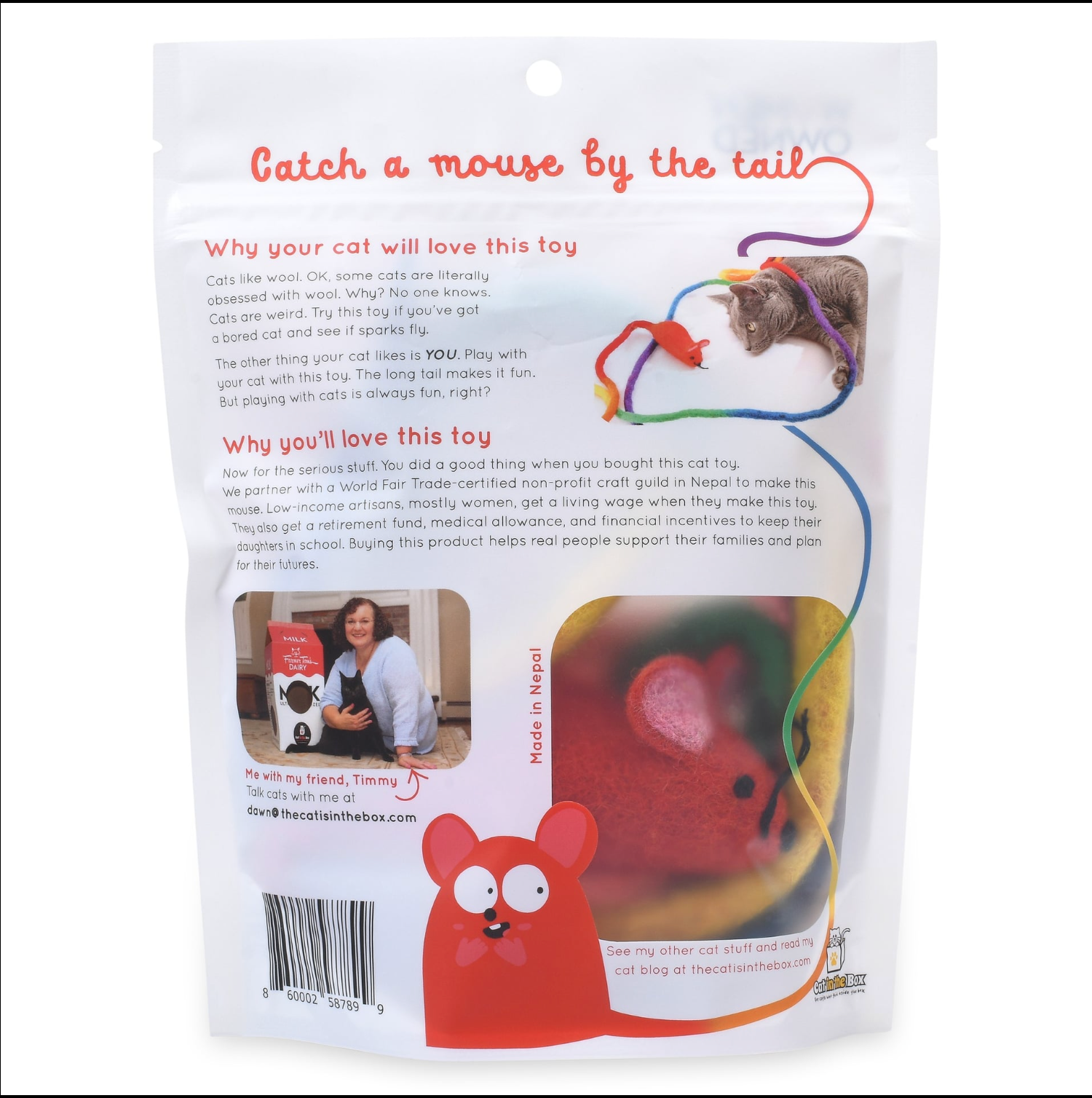 Cat in the Box LLC - Wholesale Pet Toy - Cat - Wool Mouse Cat Toy 6-Foot-Tail - all-red, rainbow, unicorn4