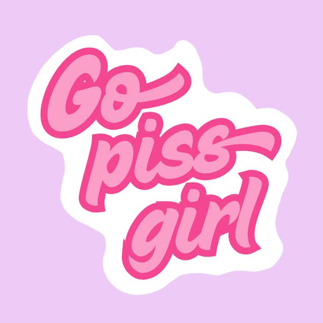 Go Piss Girl sticker for wholesale by Charlie's