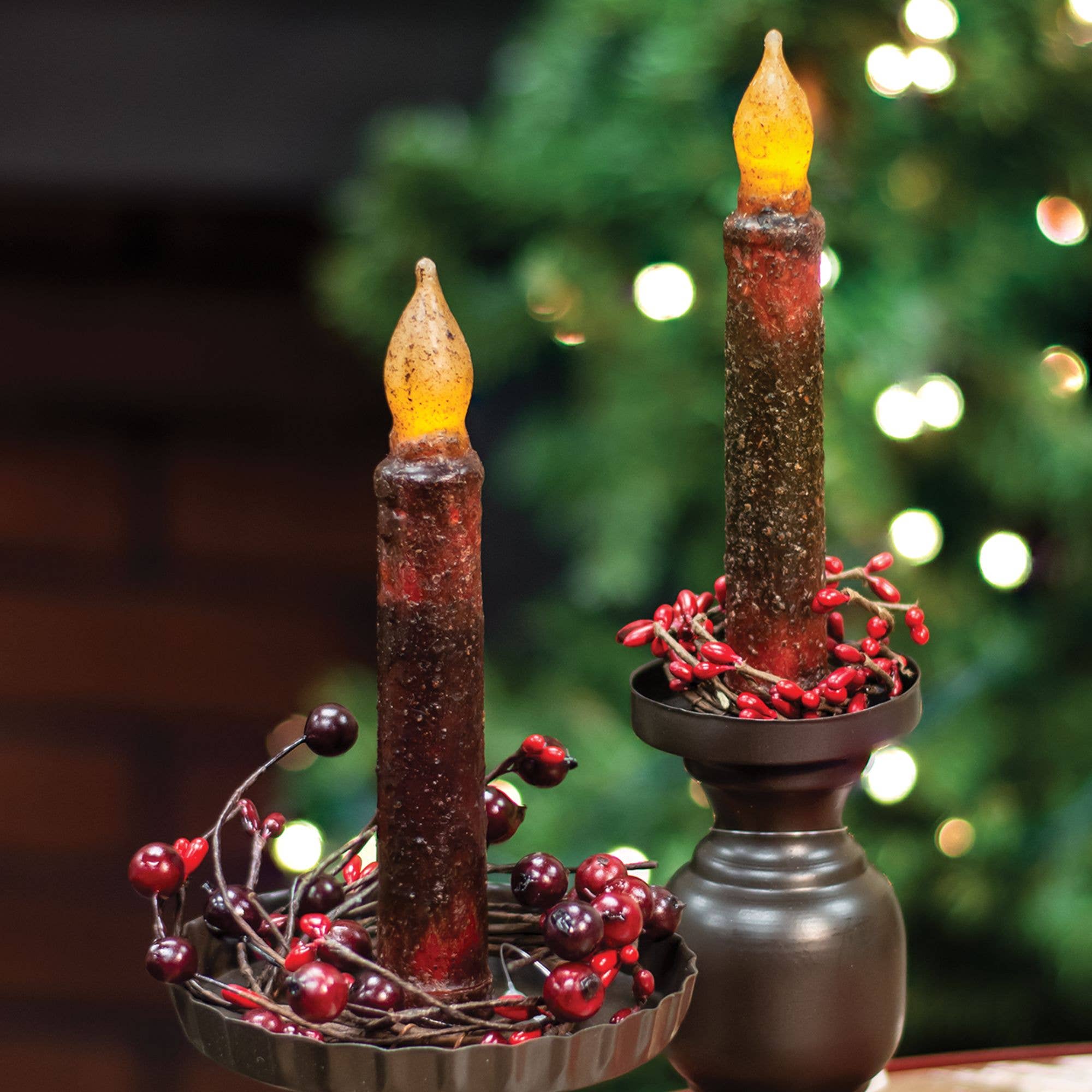 The Hearthside Collection - Wholesale Flameless candle - Burnt Burgundy Timer Taper, 6"1