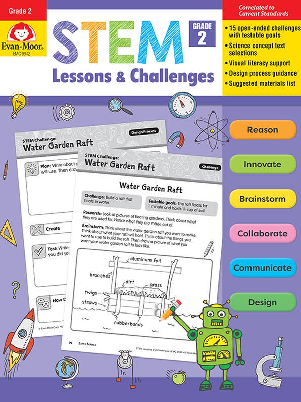 Lezioni e sfide STEM, risorsa per insegnanti di seconda elementare per la vendita all'ingrosso da parte di Evan-Moor Educational Publishers