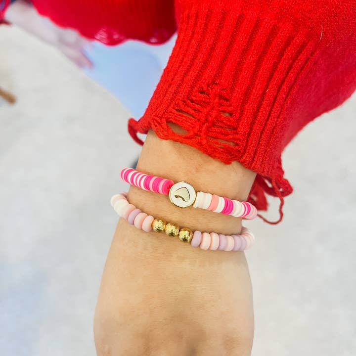 Taylor Toms Designs - Wholesale Beaded Bracelet - Pink Heart Bracelet4