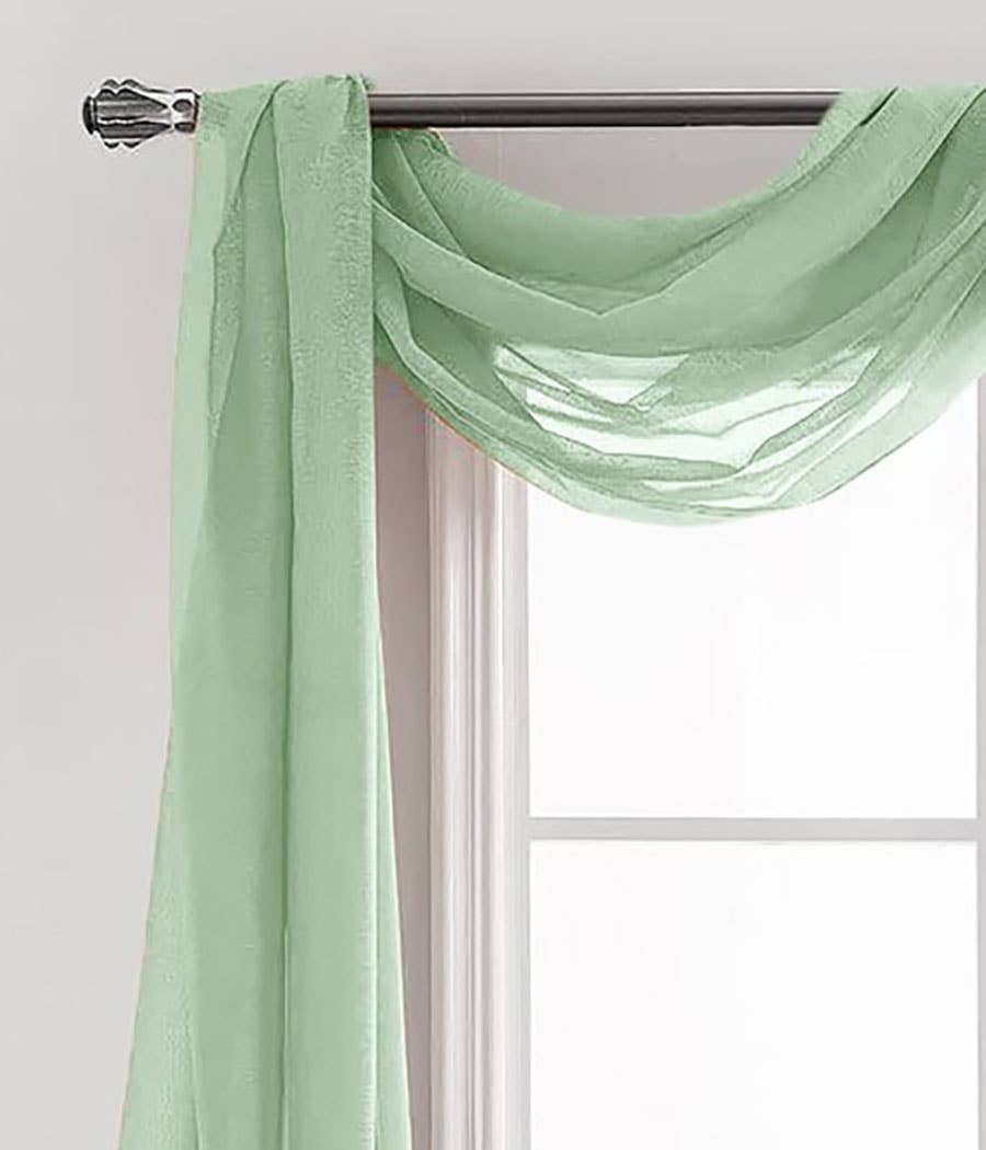 home mart goods – wholesale Valance – 37" x 216"- Sage Sheer Window Scarf Valance Draping Long3