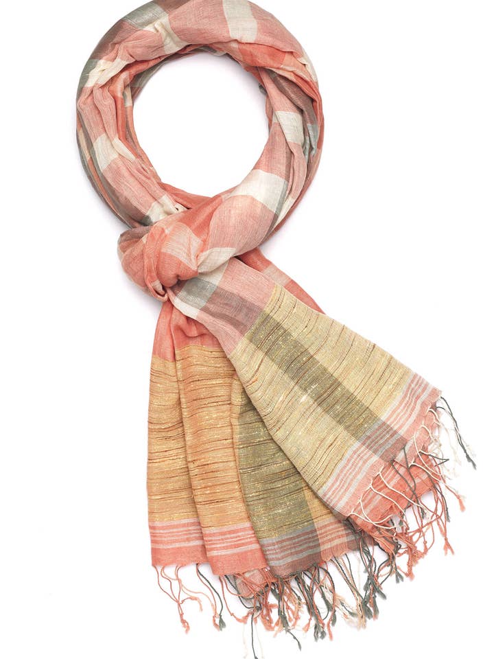 Jute Plaid - Rose for engroshandel hos Indigo Handloom