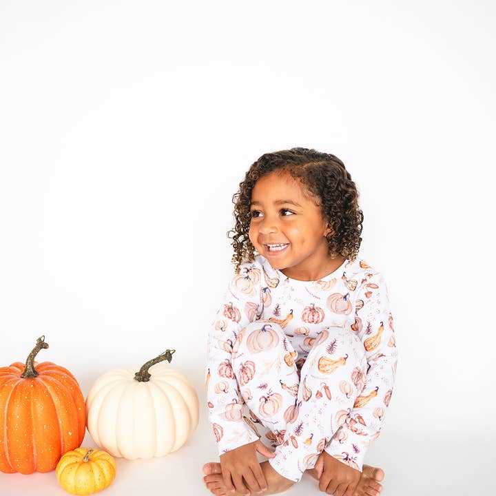 Gaia Baby Goods - Wholesale Sleepsuit - Baby - Organic Cotton Baby / Toddler Pajamas in Pumpkin Print