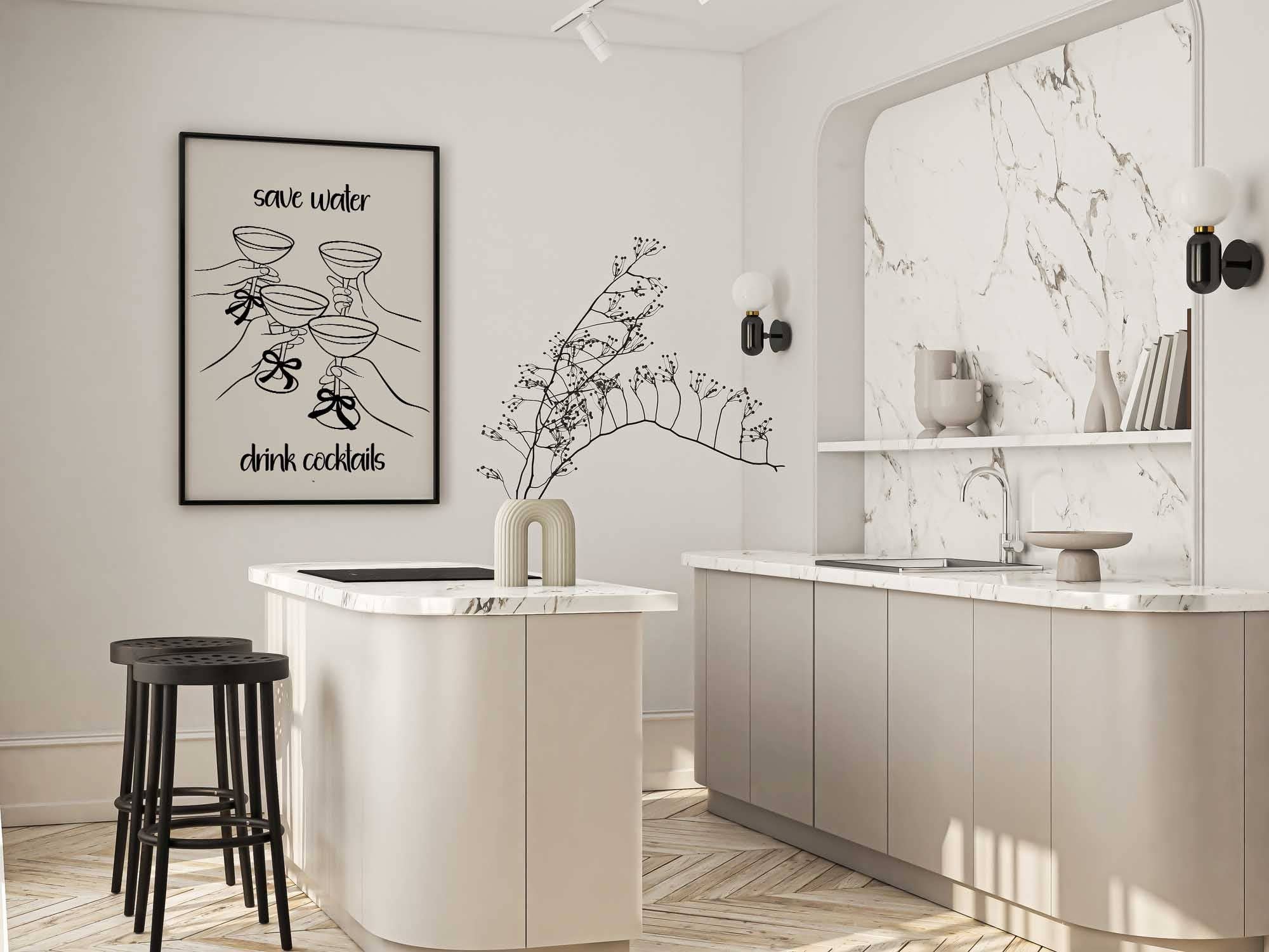 D'LUXE PRINTS - Wholesale Poster - Save Water Drink Cocktails Print | 5 Colours9