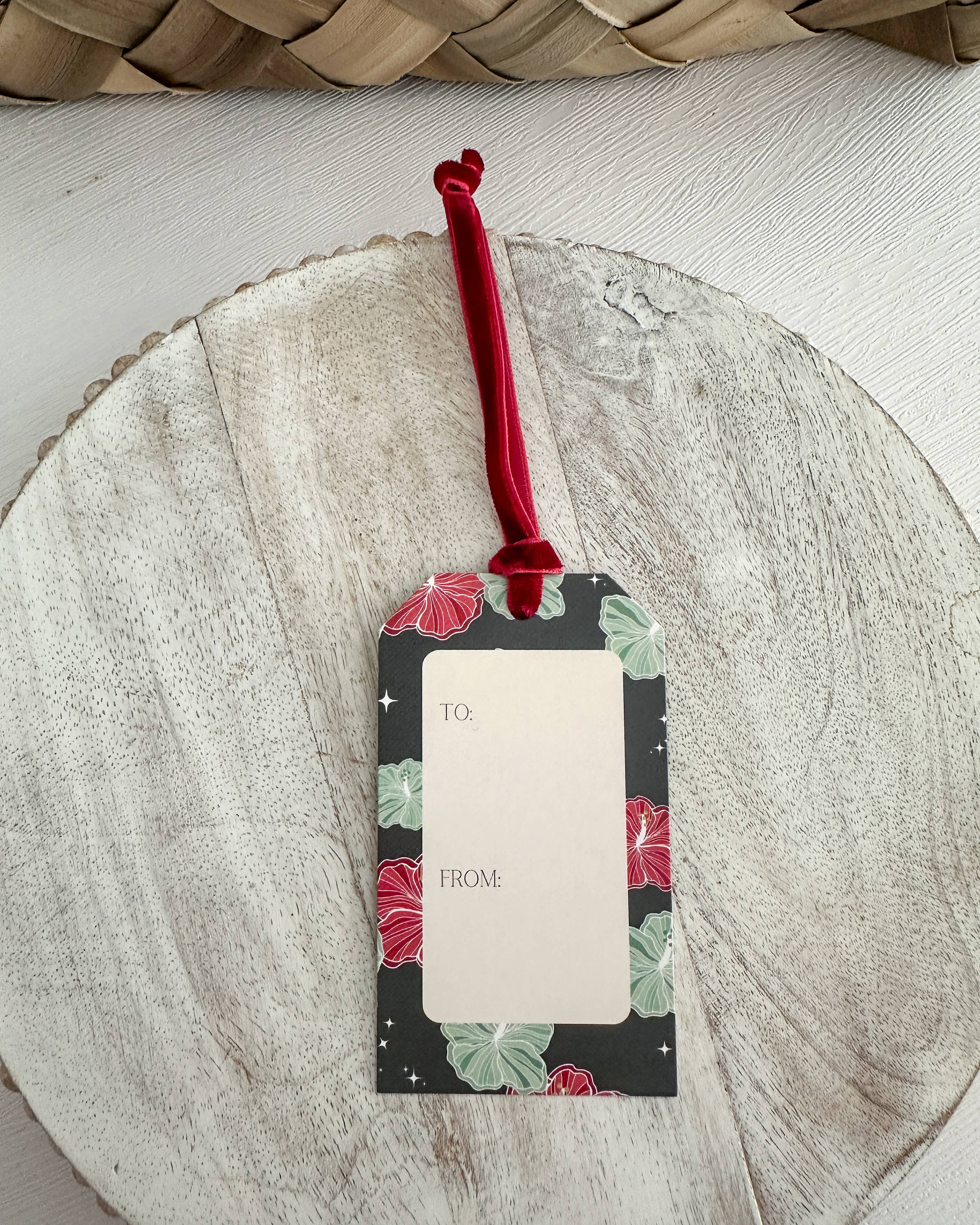 Design Jord - Wholesale Gift Tag - Makana Tags - Set of 5 in Christmas Hibiscus3