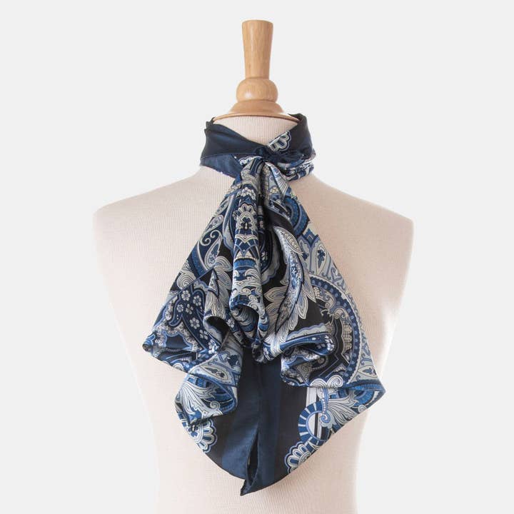Elizabetta Made in Italy USA – Cachecol - Mulher por atacado – Malta - Silk Foulard - Azul Real9