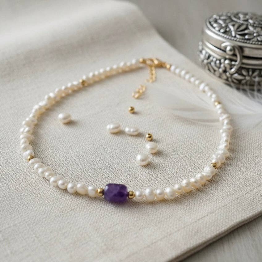 OE! - Wholesale Choker/Collar - SOGNO - Collana/Choker con perle di  fiume ed ametista3