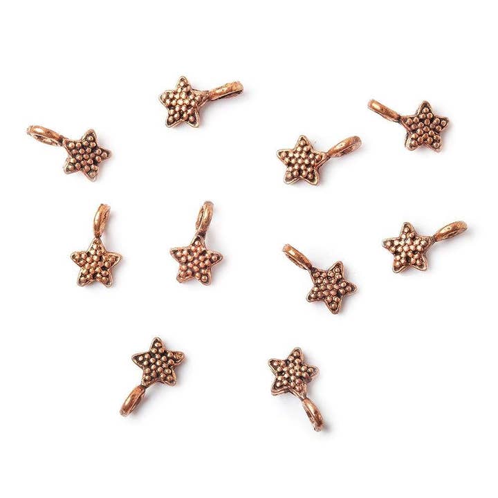 8x5mm Copper Finding Star Set of 10 for wholesale by Beads of Cambay