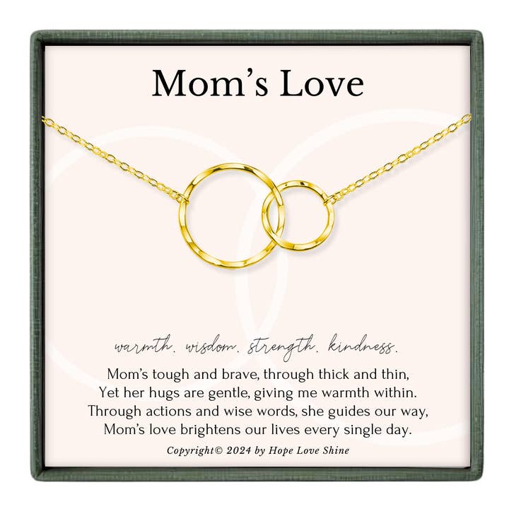 Muttertags-Schmuckgeschenk - 2-Ring-Halskette Gold oder Silber für den Großhandel von hope love shine