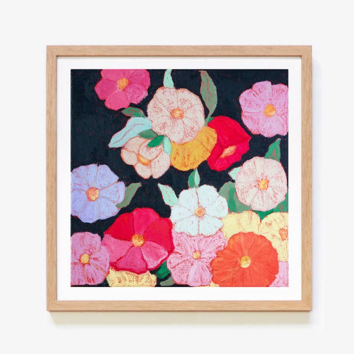 Julia Ockert - Wholesale Art print - Midnight Moonflowers Floral 8x8" Square Art Print7