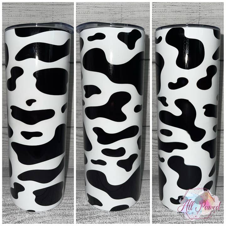 Black and White Cow Tumbler for wholesale by Desert Moons