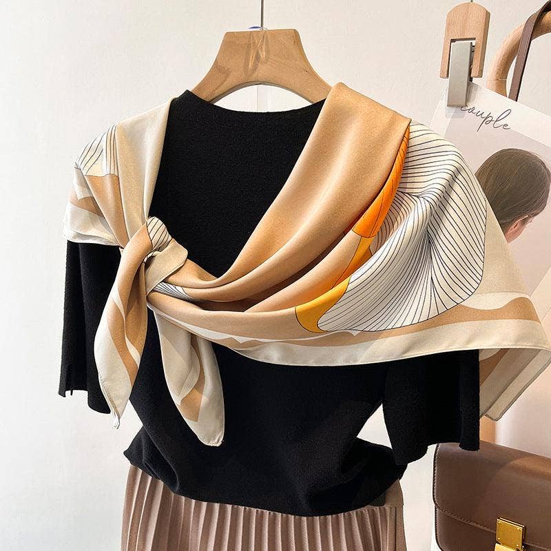 SueSilkHK - Wholesale Scarf - Women's - Yellow Flora Chic Large Satin Scarf | 90x90cm Bandana | Twill Satin Shawl | Perfect Gift for Her, Mother's Day3