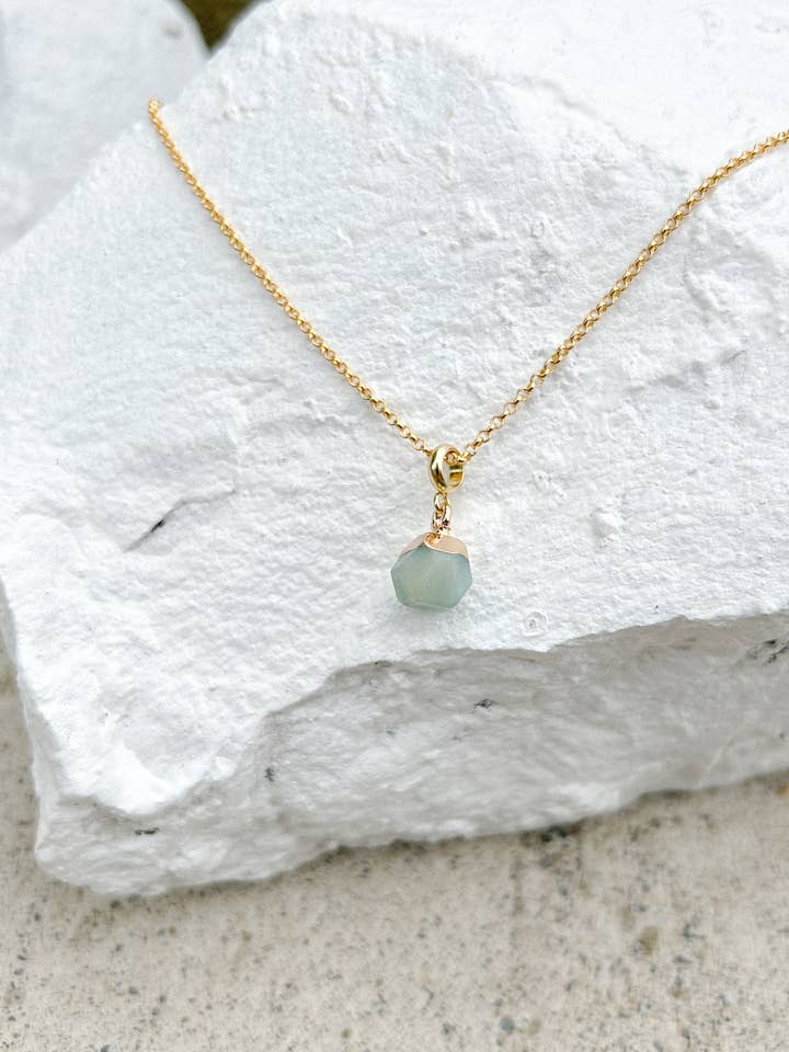 Amazonite Nugget Gold Plated Necklace for wholesale by Roc Jewellery