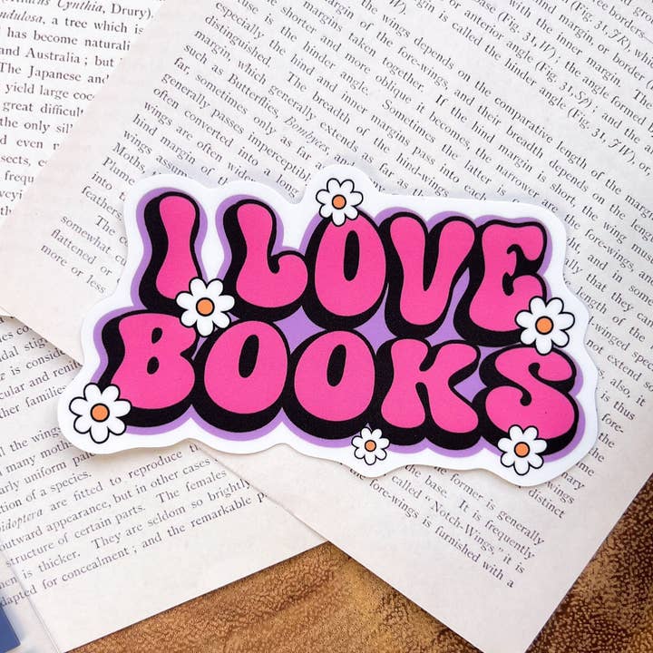 I Love Books Sticker for wholesale by Cozy Reads Shop
