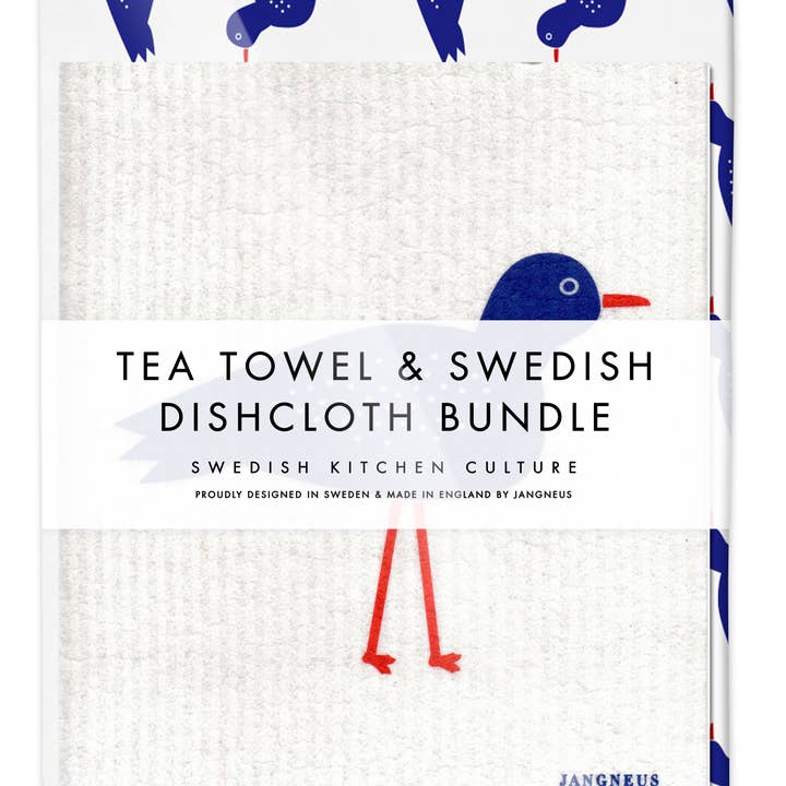 Esthetic Living - Vente Torchon - Ensemble de torchons et torchons suédois, oiseau, bleu 0