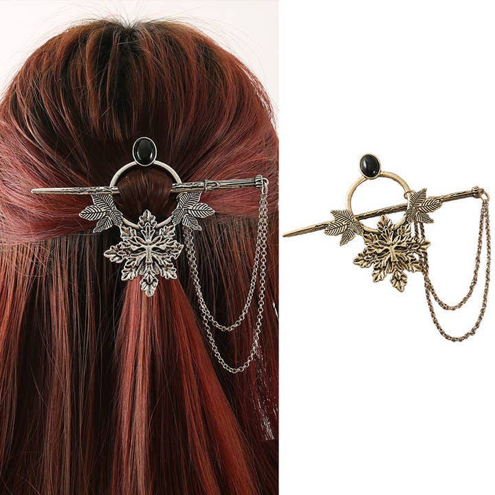 Punk Snowflake & Maple Leaf Hair Stick for wholesale by Tourtiwi