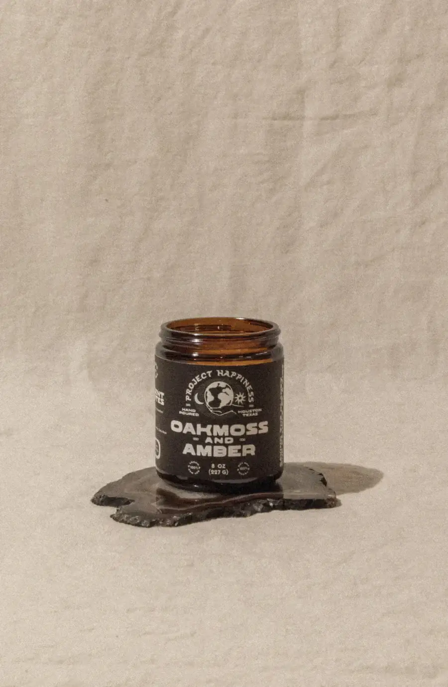 Project Happiness Candle Co. - Wholesale Jar/Filled Candle - Oakmoss and Amber Soy Candle - 8oz8