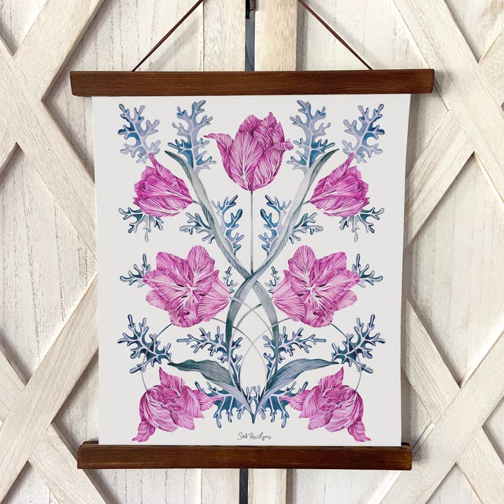 Lámina artística en acuarela sobre lino, enmarcada, de conjunto para venta al por mayor de Sarah Rose