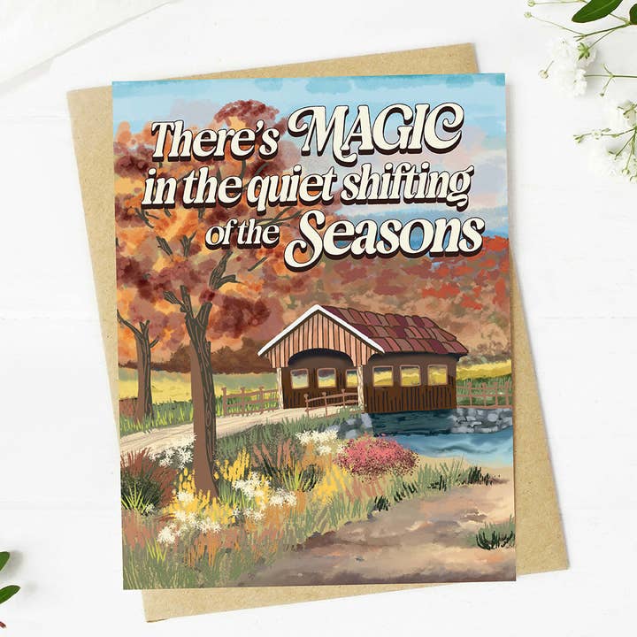 "Magic in quiet shifting of seasons" Quote Text Fall Card for wholesale by Big Moods