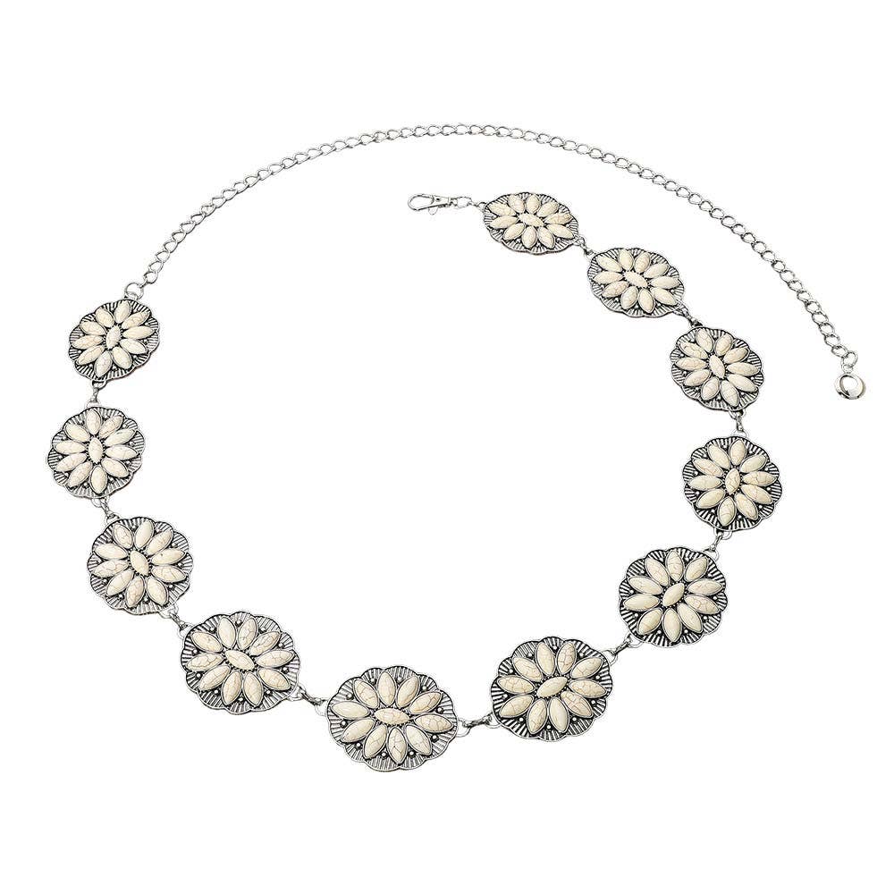 Sensibling Corp. - Wholesale Belt - Women's - Boho Vintage Western Turquoise Stone Concho Chain Belt6