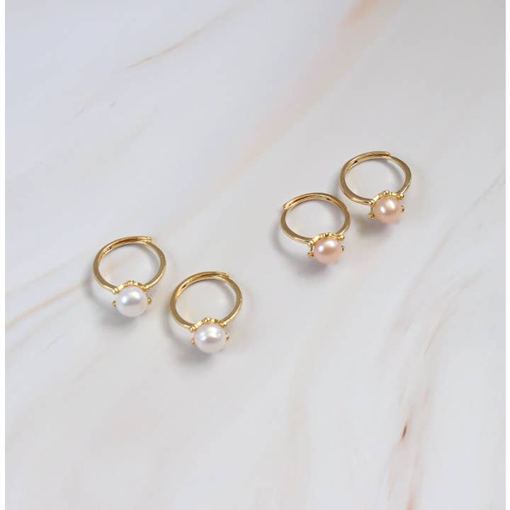 iBijoux - Wholesale Single Stone/Solitaire Ring - Gold Pearl Statement Ring (1R08c )
