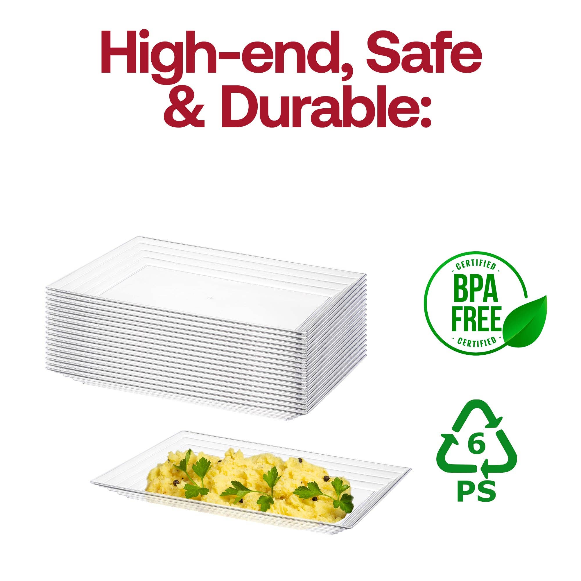 Smarty had a Party - Wholesale Serving Tray - 11" x 16" Clear Rectangular Plastic Serving Trays - 3 pcs4