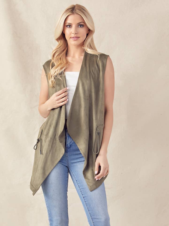 Anna Stretch Suede Vest for wholesale by Joh Apparel