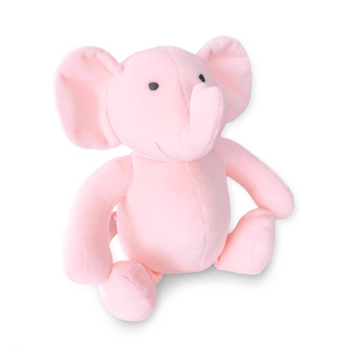 Baby Plush Toy, 7 Inch Sitting, Pink Elephant for wholesale by SwaddleDesigns