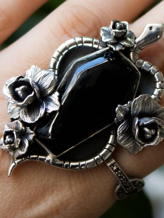 Coffin Black Onyx Ring, AR-7165 for wholesale by Ambra Jewels
