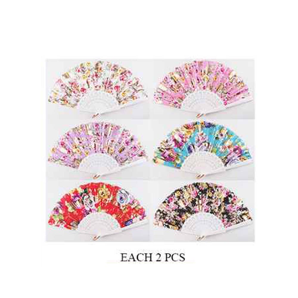 Sensibling Corp. - Wholesale Handheld Folding Fan - 12PCS - Vibrant Floral Pattern Printed Folding Fans1
