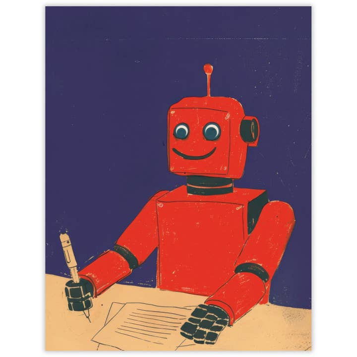 Letter Writer Robot – Recycled Blank Notecard for Sci-Fi Fans for wholesale by Scarecrow & Nut Tree