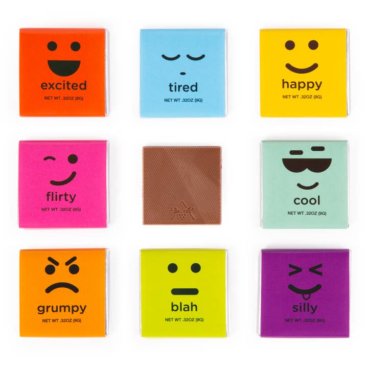 Astor Chocolate Corp. - Wholesale Chocolate Bar - Moodibars® Squares Tub - Assorted Squares (120 pcs in tub)1