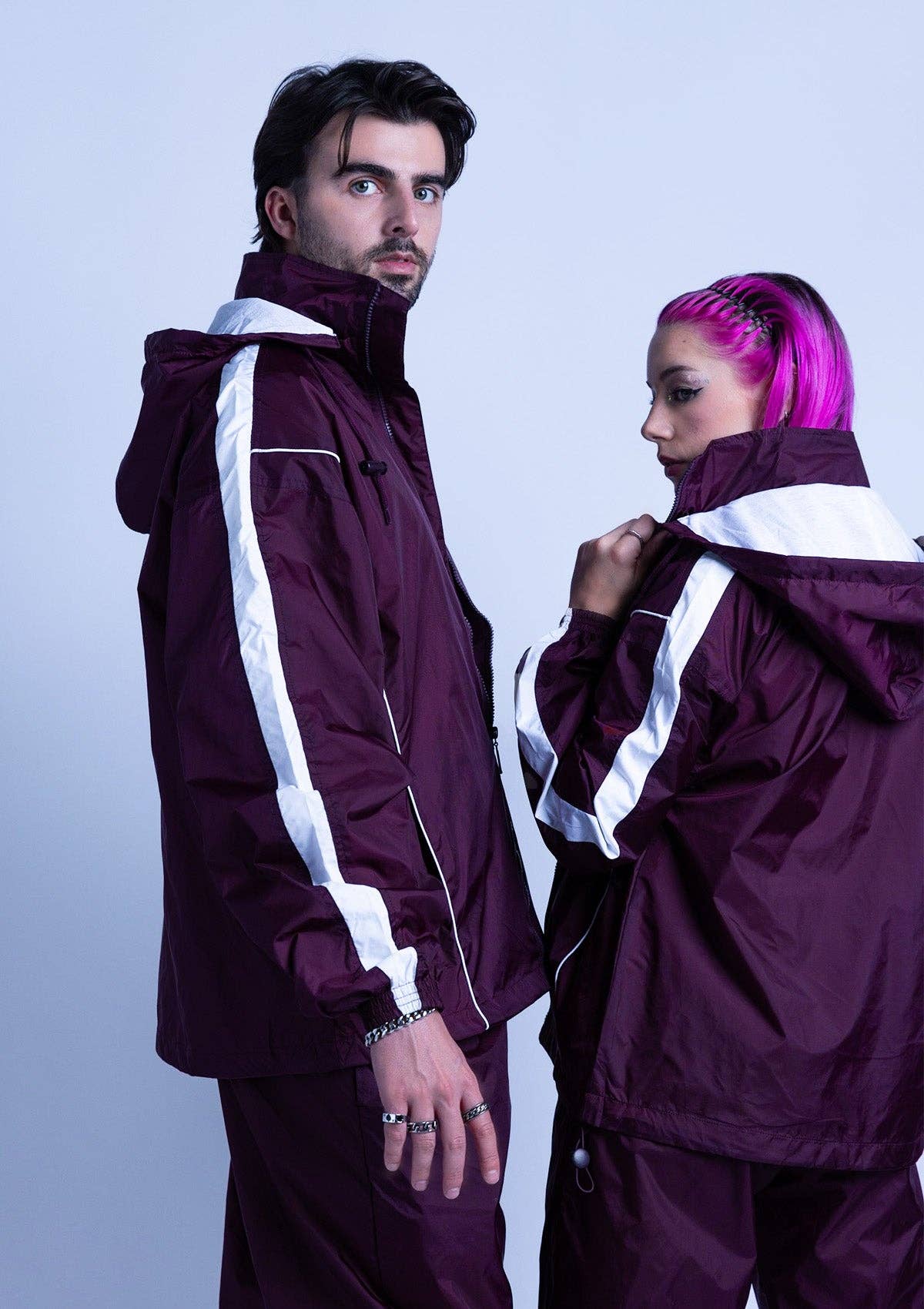 2600S Unisex Full Zipper Taffeta Nylon Tracksuit Jacket and Jogger Set with White Piping - Maroon for wholesale on Faire1