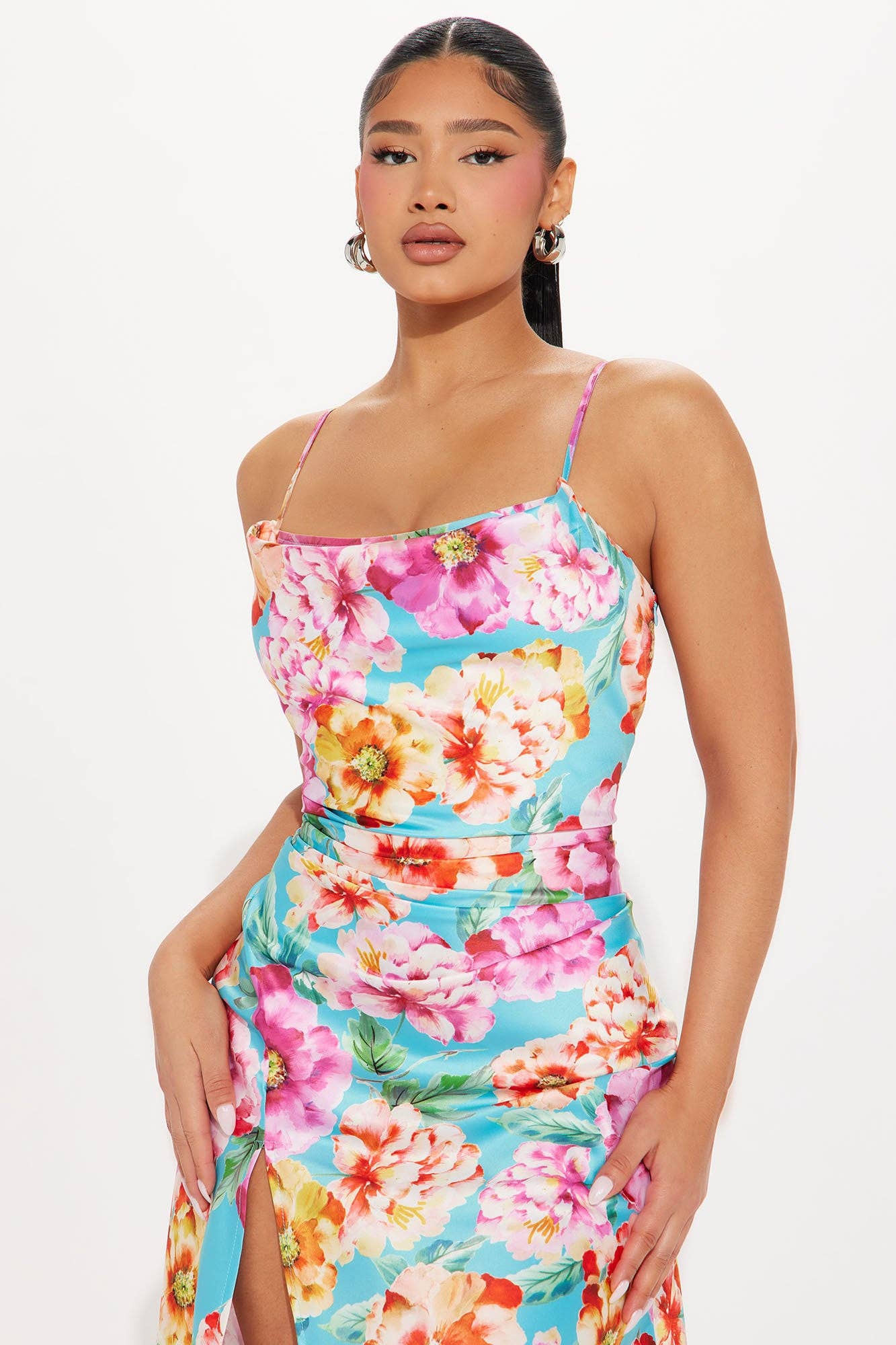 5besties inc - Wholesale Dress - Women's - FLORAL PRINT ASYMMETRICAL HEM MIDI DRESS4