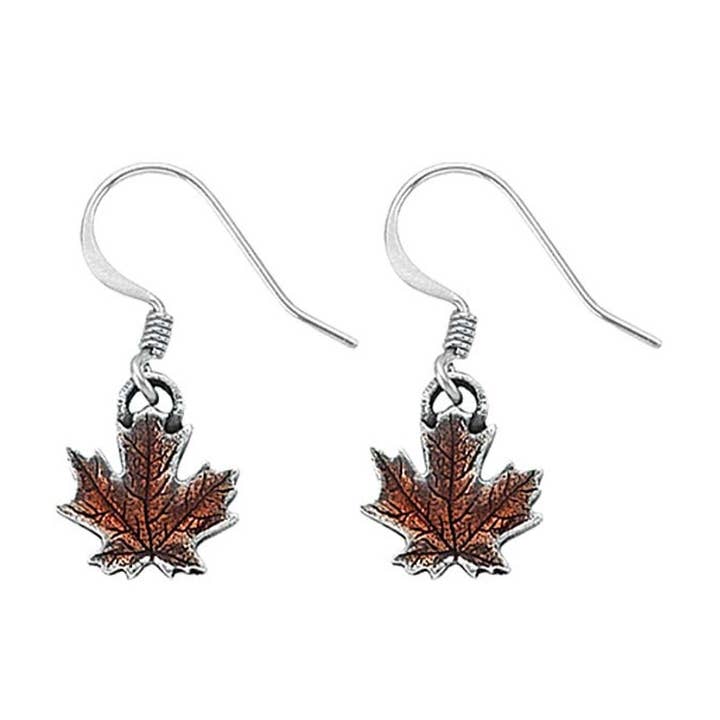 Maple Leaf / Autumn Mini Wire Earrings for wholesale by Danforth Pewter
